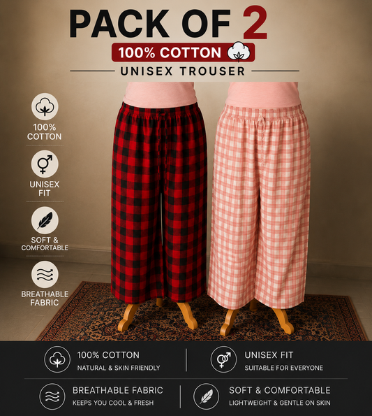 Premium 100% Cotton Checkered Unisex Trousers