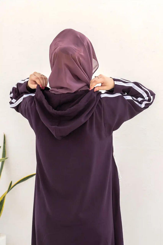 "Premium Women’s Hoodie Abaya – Double Fleece, Front Zipper"