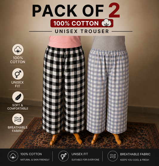 Premium 100% Cotton Checkered Unisex Trousers